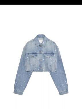 Zara TRF high waisted straight leg rhinestone jacket